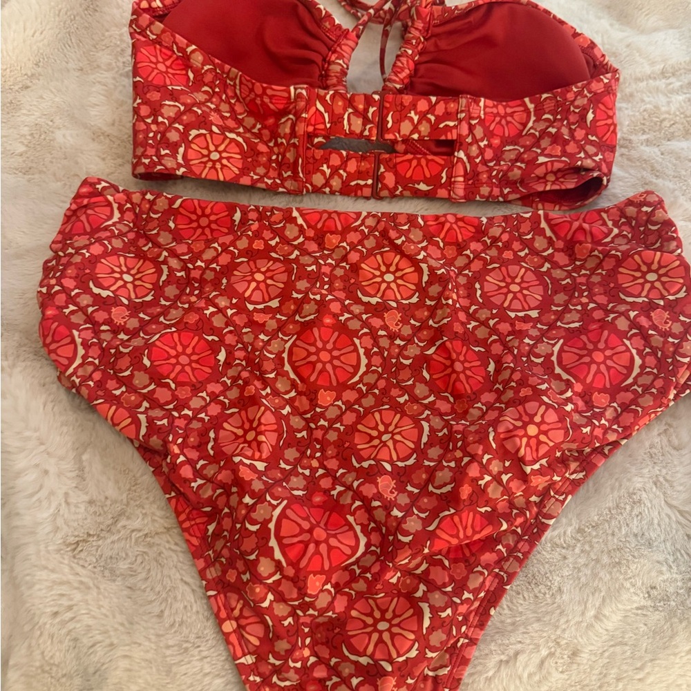 Red Patterned Bikini Set - Picture 2 of 4